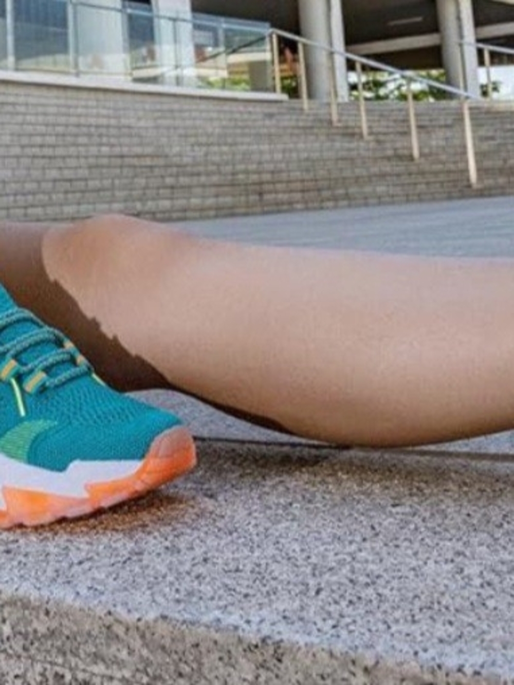 Amazon Teal Athletic Sneakers with Neon Orange and Yellow Accents - Picture 15 of 15